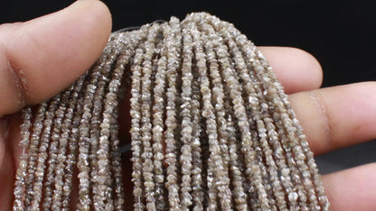 Natürlicher Champagner-Diamant, ungeschliffene Rohperlen, 1,90-2,60 mm Diamanthalskette, 16-Zoll-Strang AAA+ | Ungeschliffene Diamantperlen