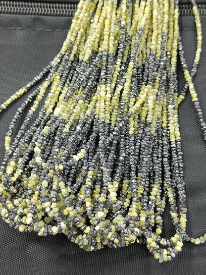 Natural Black Yellow Diamond Uncut Raw Beads, 1.90-2.80 MM Diamond Necklace, 16-Inch Strand AAA+| Uncut Diamond Beads