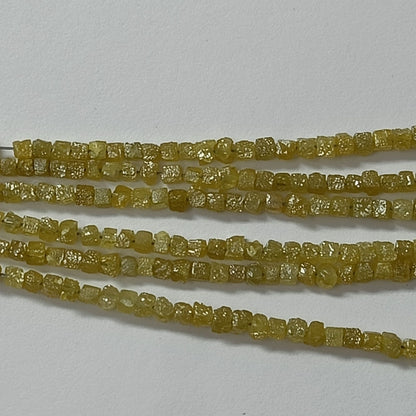 Natürlicher gelber Chorashi-Rohdiamant 1,90–2,60 mm, raue, ungeschliffene Rondelle-Diamantperlen für die Schmuckherstellung Ungeschliffene Diamantperlen
