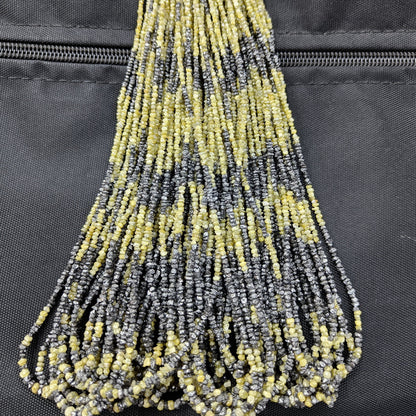 Natural Black Yellow Diamond Uncut Raw Beads, 1.90-2.80 MM Diamond Necklace, 16-Inch Strand AAA+| Uncut Diamond Beads