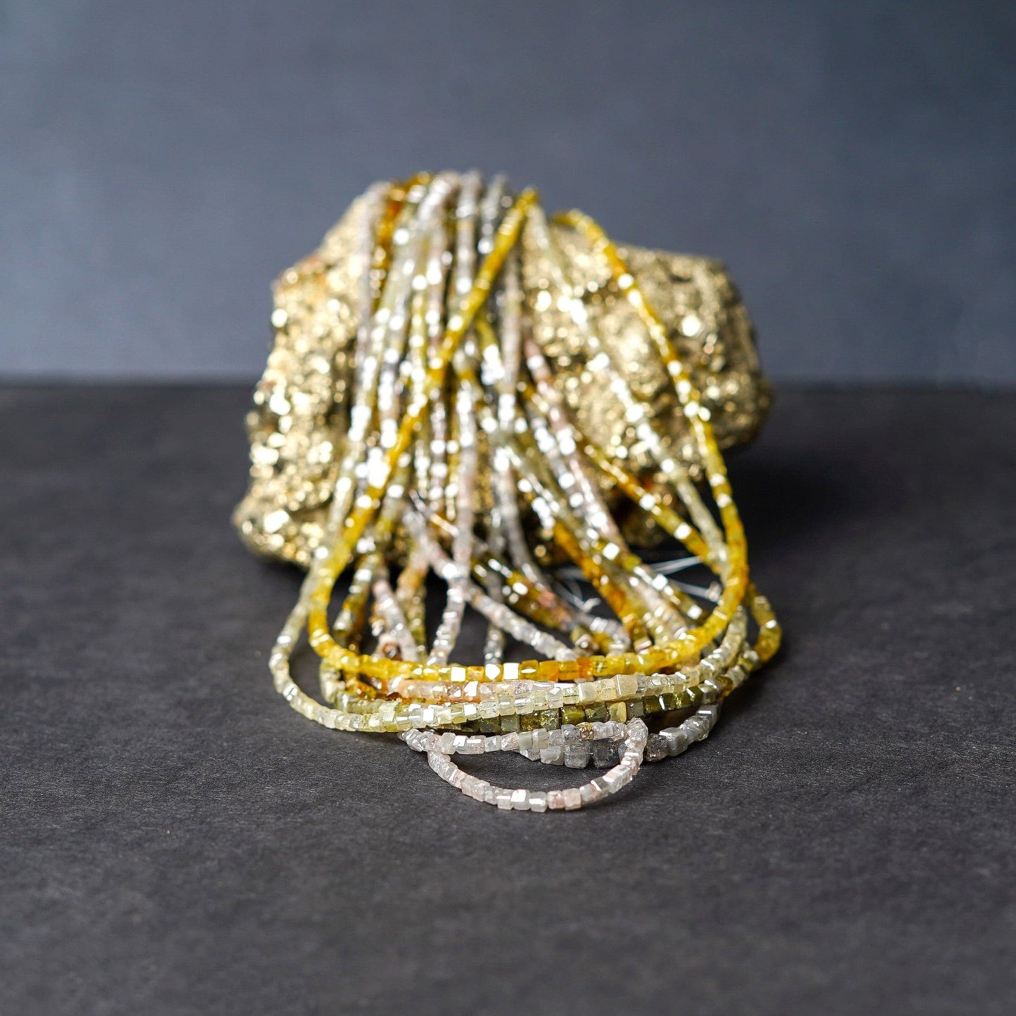 Natural Yellow Gray Cube Shape Diamond Beads, 2-3 mm Conflict Free Polished Diamond Beads