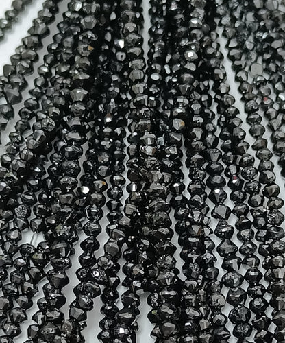 Natural Black Round Shape Diamond Beads, 2.00-3.20 mm Rondelle Diamond Beads
