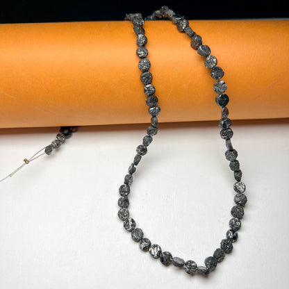 Natural Black Button Row Diamond, 4.00-5.50 MM Button Shape Loose Diamond Necklace, 16-Inch Strand AAA+