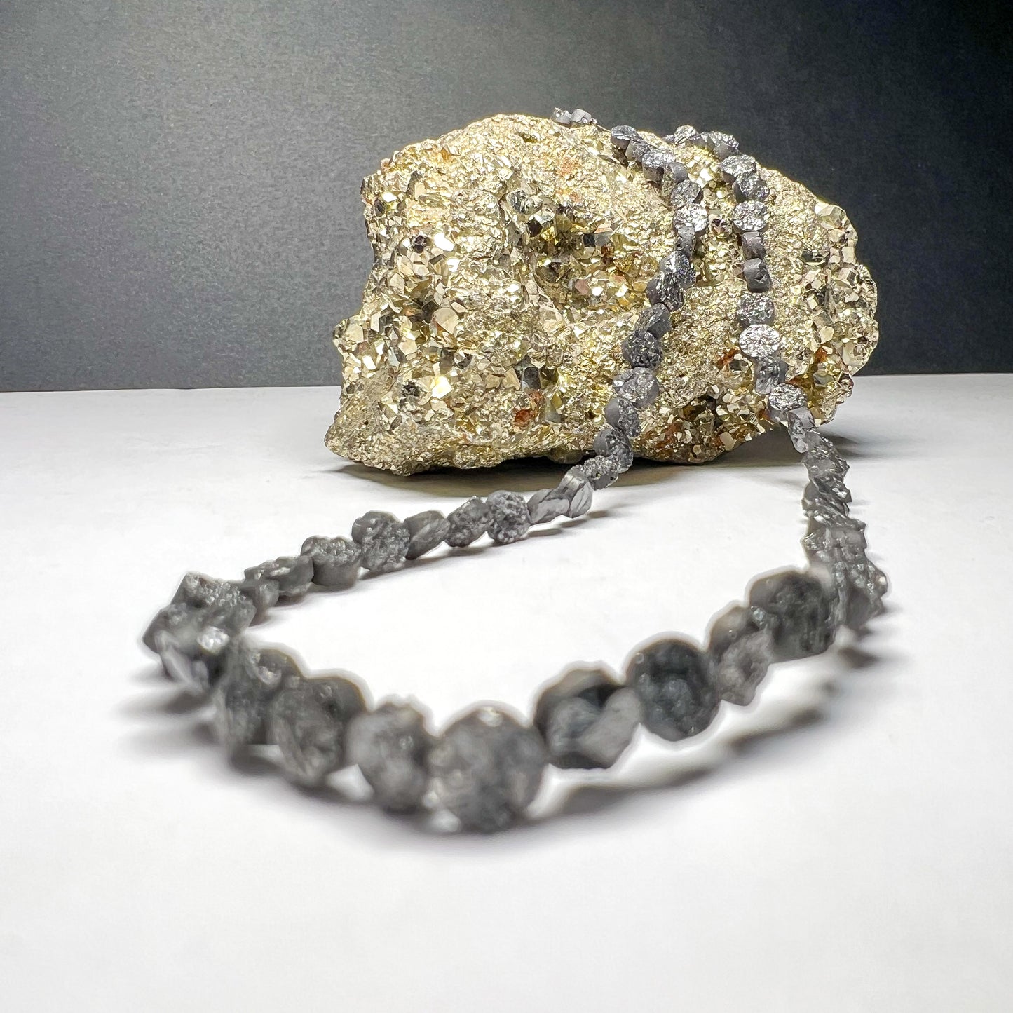 Natural Black Button Row Diamond, 4.00-5.50 MM Button Shape Loose Diamond Necklace, 16-Inch Strand AAA+